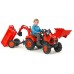Трактор на педалях Falk 2090Z Kubota M135GX с погрузчиком, экскаватором и прицепом title=