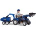 Трактор педальний Falk 3090W New Holland T8 з причіпом, навантажувачем і екскаватором title=