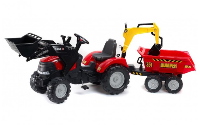 Трактор на педалях Falk 995W Case Puma 240CVX з причіпом, навантажувачем і екскаватором