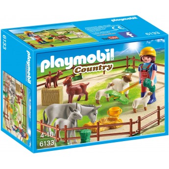 Playmobil 6133 Пастбище с огорожей, животными и фермером - игровой набор Плеймобил