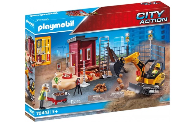 Игровой набор Playmobil Мини-экскаватор со строительной секцией (70443)