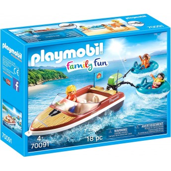 Ігровий набір Playmobil Моторний човен з водними атракціонами і фігурками (70091)