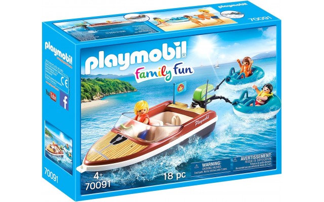 Ігровий набір Playmobil Моторний човен з водними атракціонами і фігурками (70091)