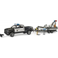 Игровой набор Bruder Полицейский пикап RAM 2500 с прицепом, лодкой и фигурками (02507)