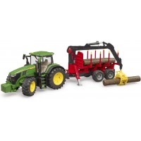Іграшка Bruder трактор John Deere 7R 350 з причепом, краном та колодами (03154)
