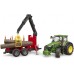 Іграшка Bruder трактор John Deere 7R 350 з причепом, краном та колодами (03154) title=