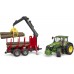 Іграшка Bruder трактор John Deere 7R 350 з причепом, краном та колодами (03154) title=