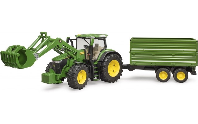 Іграшка Bruder трактор John Deere 7R 350 з навантажувачем та причепом (03155)