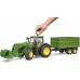 Іграшка Bruder трактор John Deere 7R 350 з навантажувачем та причепом (03155) title=