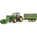 Іграшка Bruder трактор John Deere 7R 350 з навантажувачем та причепом (03155) title=