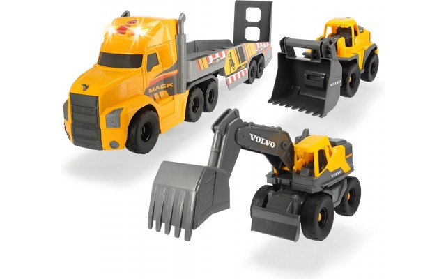 Игровой набор Dickie Toys грузовик Mack с экскаватором и погрузчиком Volvo (3729012)