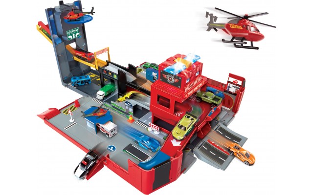 Ігровий набір Dickie Toys 2 в 1 Пожежна машина Розгорни місто зі світлом та звуком 49 см (3719005)
