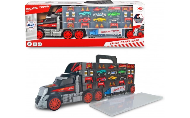 Кейс з машинками Dickie Toys Вантажівка з контейнером для машинок і ручкою, 7 машинок і аксесуари (3749023)