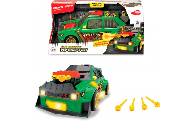 Машинка Dickie Toys VW Гольф 1 GTI Стреляющие звезды с функцией стрельбы, свет и звук (3755003)