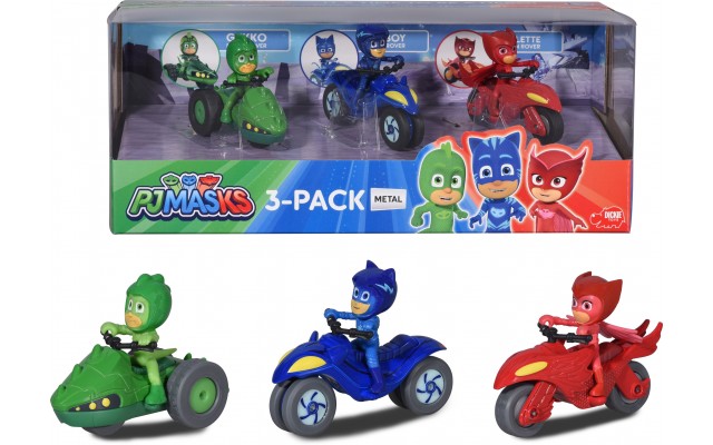 Набір машинок PJ Masks Герої в масках Кетбой, Гекко, Совка зі скутером на Місяці Dickie Toys (3143003)