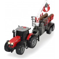 Игрушка трактор Massey Ferguson 8737 с прицепом и бревнами 42 см (3737003)