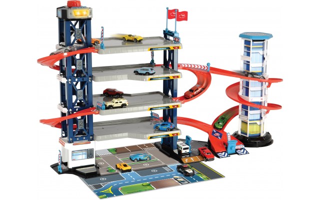Великий набір Dickie Toys Паркінг в 4 поверхи з ліфтом, машинками і світло-звуковими ефектами (3749008)