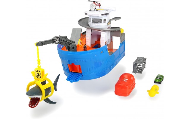 Іграшковий катер Dickie Toys Полювання на акул з човном, машинками і світло-звуковими ефектами (3779001)