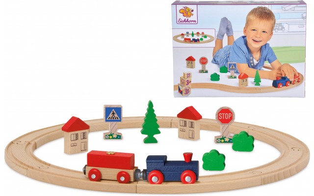 Игровой набор из дерева Eichhorn Железная дорога (100001260)