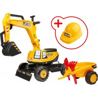 Детский экскаватор Falk 135A JCB с прицепом и каской