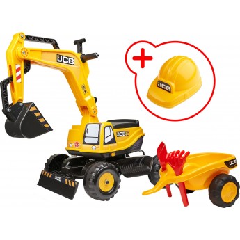 Дитячий екскаватор Falk 135A JCB з причіпом і каскою