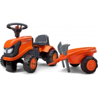 Детский трактор каталка FALK 260C Kubota с прицепом, лопаткой и граблями