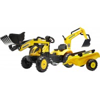Трактор на педалях Falk 2076N Komatsu з прицепом, передним и задним ковшами