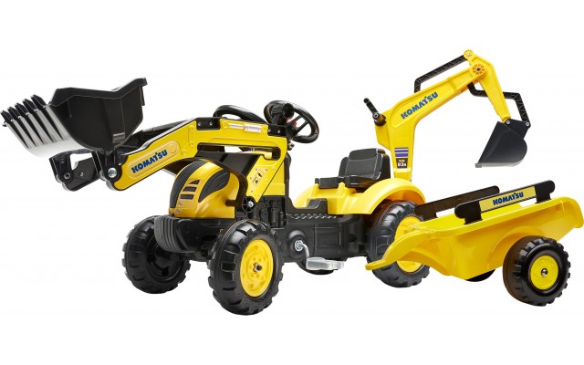 Трактор на педалях Falk 2076N Komatsu з прицепом, передним и задним ковшами