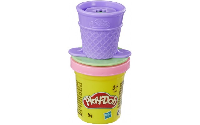 Баночка пластилина Play-Doh с фигуркой-помпой мороженого на крышке (E3365/E3410)