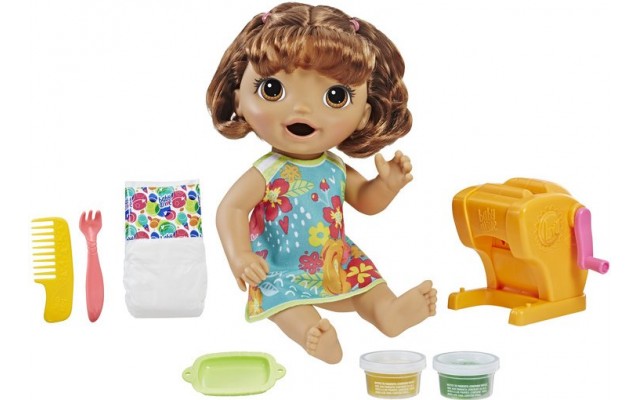 Лялька Hasbro Baby Alive Малятко брюнетка і макарони, 30 см (E3696)