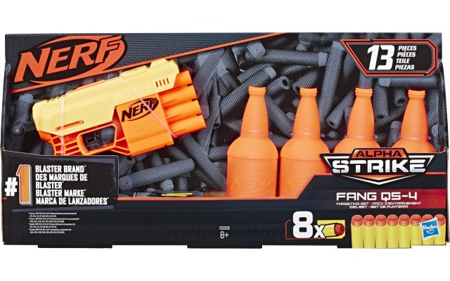 Набір для стрільби по мішенях з бластером Nerf Alpha Strike FANG QS-4, 8 (E8308)