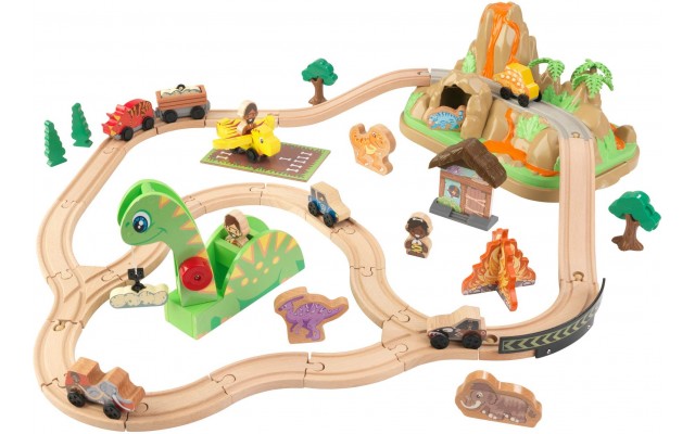 Деревянный игровой набор KidKraft Железная дорога с динозаврами (18016)