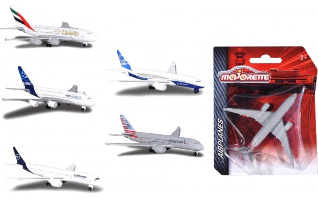 Металлическая модель самолёта Majorette 13 см, 5 видов (2057980)