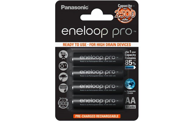 Аккумуляторы Panasonic Eneloop Pro АА 2500 мАч 4 шт. (BK-3HCDE/4BE)