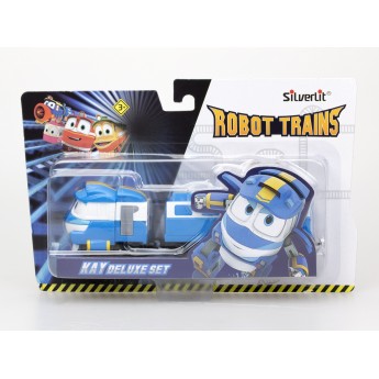 Игрушка Silverlit Robot Trains паровозик Кей с двумя вагонами (80176)