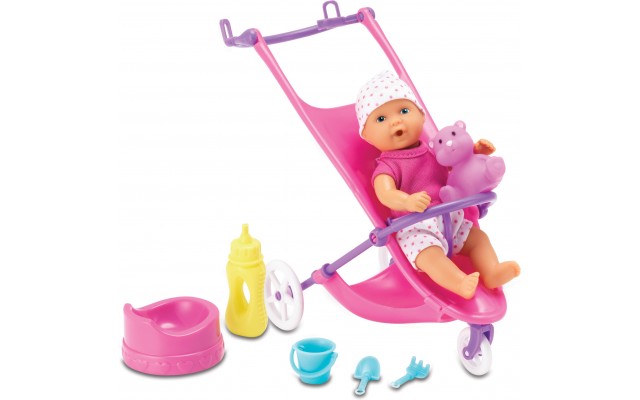 Кукольный набор New Born Baby Пупс Мини, с коляской и аксессуарами (5030928)