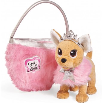 Игрушка собачка Chi Chi Love Чихуахуа Фэшн Принцесса красоты в меховом манто с тиарой и сумочкой 20 см Simba (5893126)