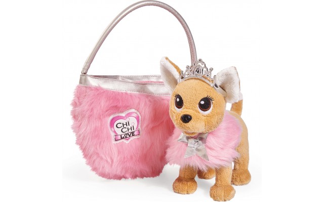 Игрушка собачка Chi Chi Love Чихуахуа Фэшн Принцесса красоты в меховом манто с тиарой и сумочкой 20 см Simba (5893126)