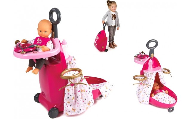Ігровий набір Smoby Baby Nurse Розкладна валіза з аксесуарами, спальня і їдальня (220316)