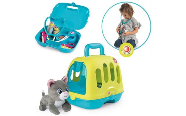 Ігровий набір Smoby Toys по догляду за кошеням з кейсом та переноскою зі звуковими ефектами (340300)