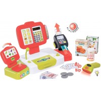 Детская электронная касса Smoby с терминалом, весами и аксессуарами, красная (350107)