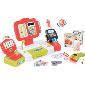 Дитяча електронна каса Smoby з терміналом, вагами і аксесуарами, червона (350107)