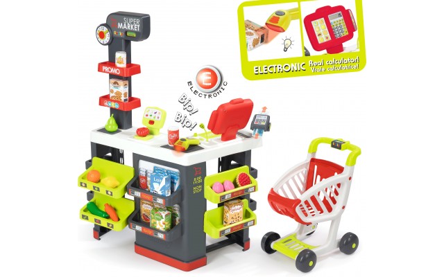 Детский набор Smoby Интерактивный супермаркет City Market со звуковыми эффектами, тележкой и аксессуарами (350213)
