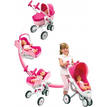Коляска Smoby Toys для кукол Maxi Cosi 4 в 1 трехколесная розовая (550389)