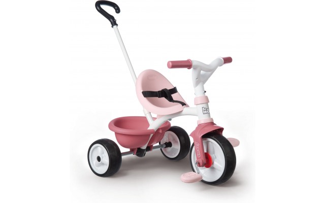 Детский трехколесный велосипед Smoby 2-в-1 Би Муви с ручкой, розовый (740332)