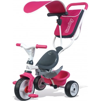 Дитячий велосипед Smoby Toys з козирком, багажником і сумкою рожевий (741101)