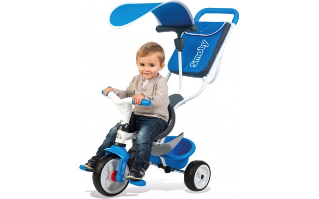 Велосипед для детей Smoby Toys с козырьком багажником и сумкой синий (741102)