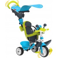 Дитячий велосипед Smoby Toys Бебі Драйвер з козирком і багажником блакитно-зелений (741200)