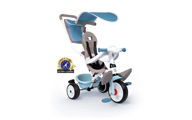 Детский велосипед Smoby трехколесный с козырьком, голубой (741400)