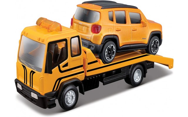 Набор машинок Bburago Эвакуатор с моделькой 1:43 Jeep Renegade (18-31417)